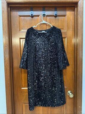 Chico's Black Sequin & Velvet Dress